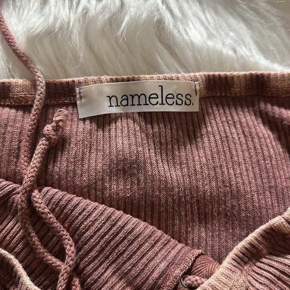 Rustic pink off the shoulder tie up crop top - Picture 3 of 3